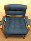 Modern MCM HON Blue Upholstered & Oak Office Chair