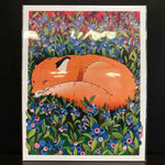 Rachel Feirman "Red Fox & Blueberry Bush" 11x14 Digital Art Print