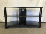 Modern Alphaline Black Glass 3-Tier Entertainment Stand