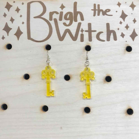 Brigh the Witch "Keys" Yellow Acrylic Earrings