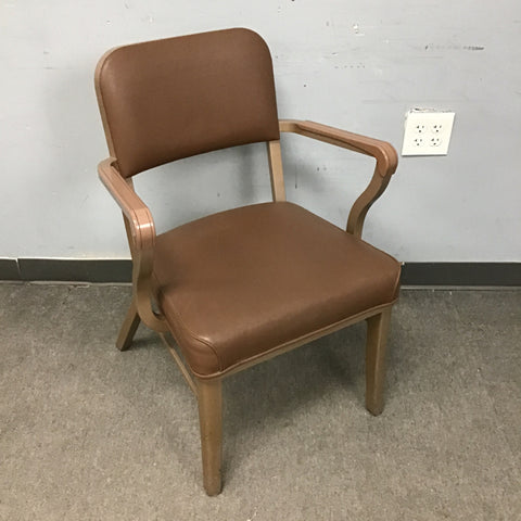 Vintage Steelcase Brown Vinyl & Metal Waiting Room Office Chair
