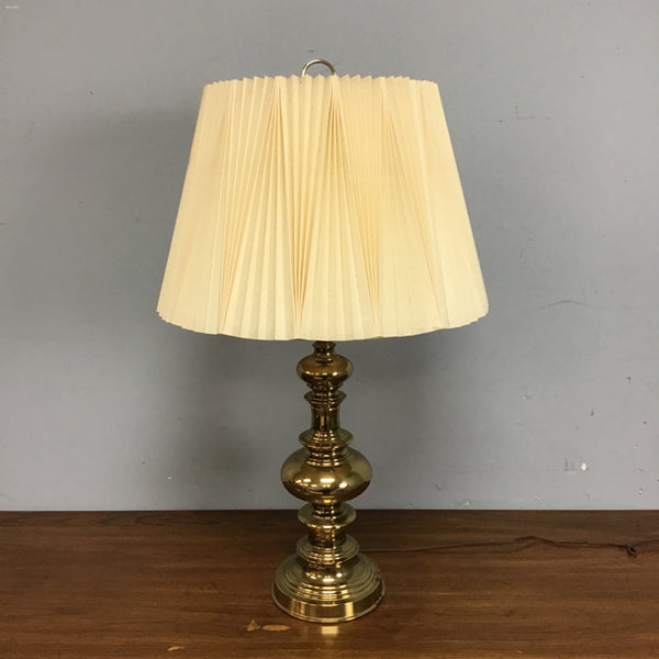 Shiny Brass Table Lamp with Pleated Empire Cylinder Shade – Mimi's Attic  Ithaca