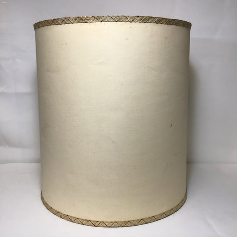 Vintage Mid-Century Modern Off-White Linen Barrel Lamp Shade