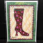 Andrea Strongwater "Boots Red with Flowers" 5x7 Note/Greeting Card