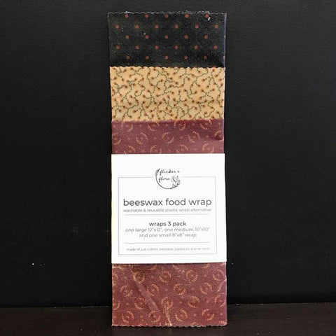 Flicker & Flora Beeswax Food Wrap, 3-Pack (Small, Medium, Large)