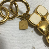 Vintage Anne Klein White & Gold Linked Tile Necklace