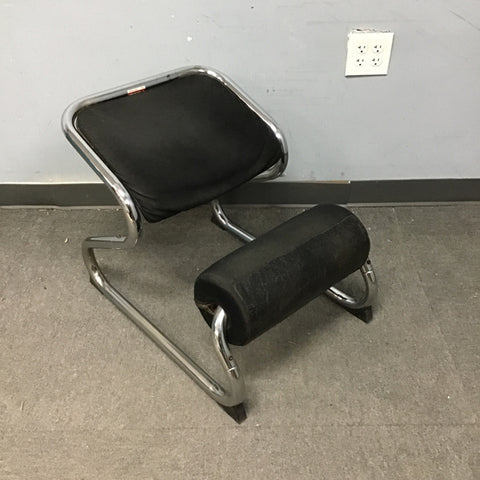 Vintage Mid-Century Modern Håg A/S Black & Chrome Ergonomic Kneeling Chair