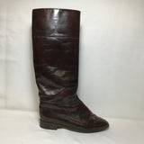 Vintage Bally Brown Leather Knee High Block Heel Boots