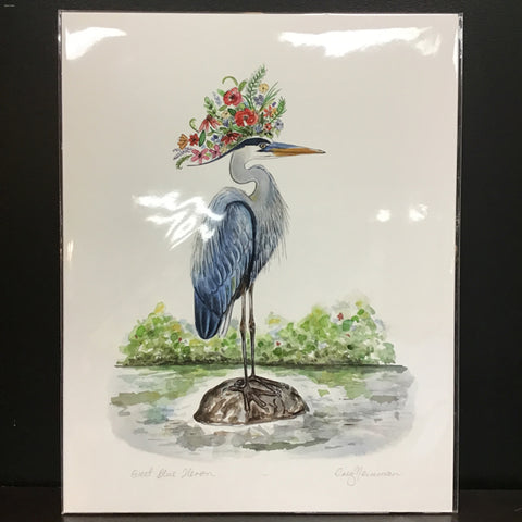 Cruz Illustrations "Great Blue Heron" 11x14 Signed Art Print