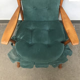 Vintage Maple Armchair with Dark Green Cushions