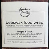Flicker & Flora Beeswax Food Wrap, 3-Pack (Small, Medium, Large)