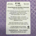 Three Bluebirds "Let Your Light Shine!" on Purple Swedish Dishcloth