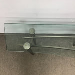 Modern Abstract Glass & Metal Sofa Table