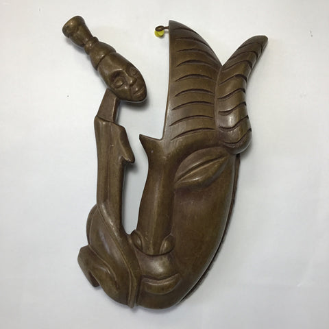 Hand Carved Wooden Wall-Hanging Mask