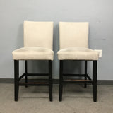 Pair of Modern Belleze Off-White Upholstered Counter-Height Dining Stools