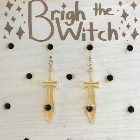 Brigh the Witch "Swords" Champagne Acrylic Earrings