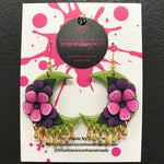 BlueBassoon Pink & Green Flower Moon Earrings