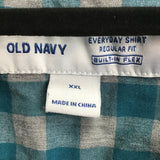 Old Navy Blue & Grey Plaid Button-Up