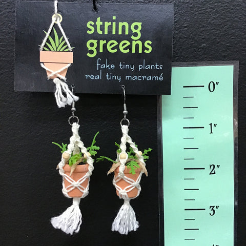 String Greens XS Mini Faux Rabbit's Foot Fern Earrings