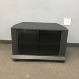 Rolling Grey Entertainment Shelf with Glass Doors