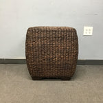 Modern Dark-Stained Woven Sea Grass End Table