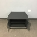 Rolling Grey Entertainment Shelf with Glass Doors