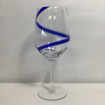 Set of 4 Modern Pier 1 Blue Swirline Wine Glasses