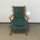 Vintage Maple Armchair with Dark Green Cushions