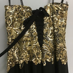 BJ Crush Black & Gold Strapless Prom Dress