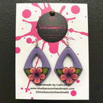 BlueBassoon Purple & Peach Flower Dangle Earrings