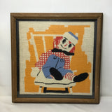 Framed Vintage Original Woven Raggedy Andy Tapestry