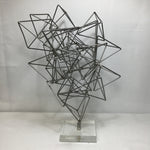 Original Vintage Abstract Silver Metal Geometric Sculpture