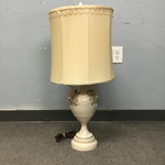 Vintage French Country White Ceramic Floral Table Lamp
