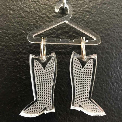 Marlena Makes Disco Boot Earrings, Mirrored