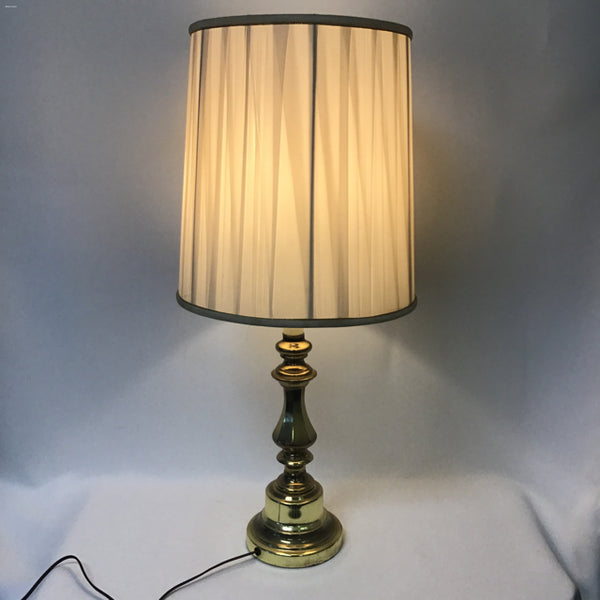 Shiny Brass Table Lamp with Pleated Empire Cylinder Shade – Mimi's Attic  Ithaca
